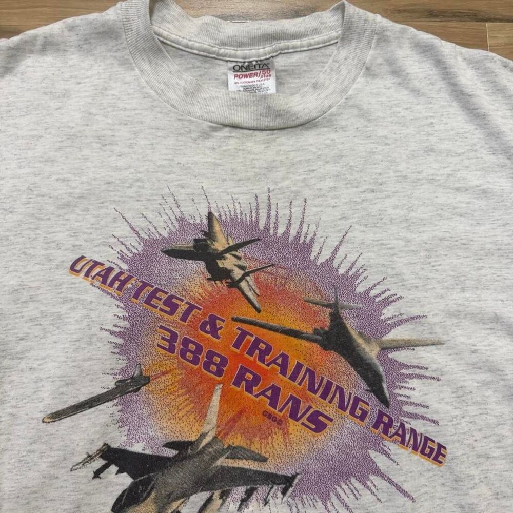 Vintage 90s Oneita Utah Test & Training Range single stitch Size Large